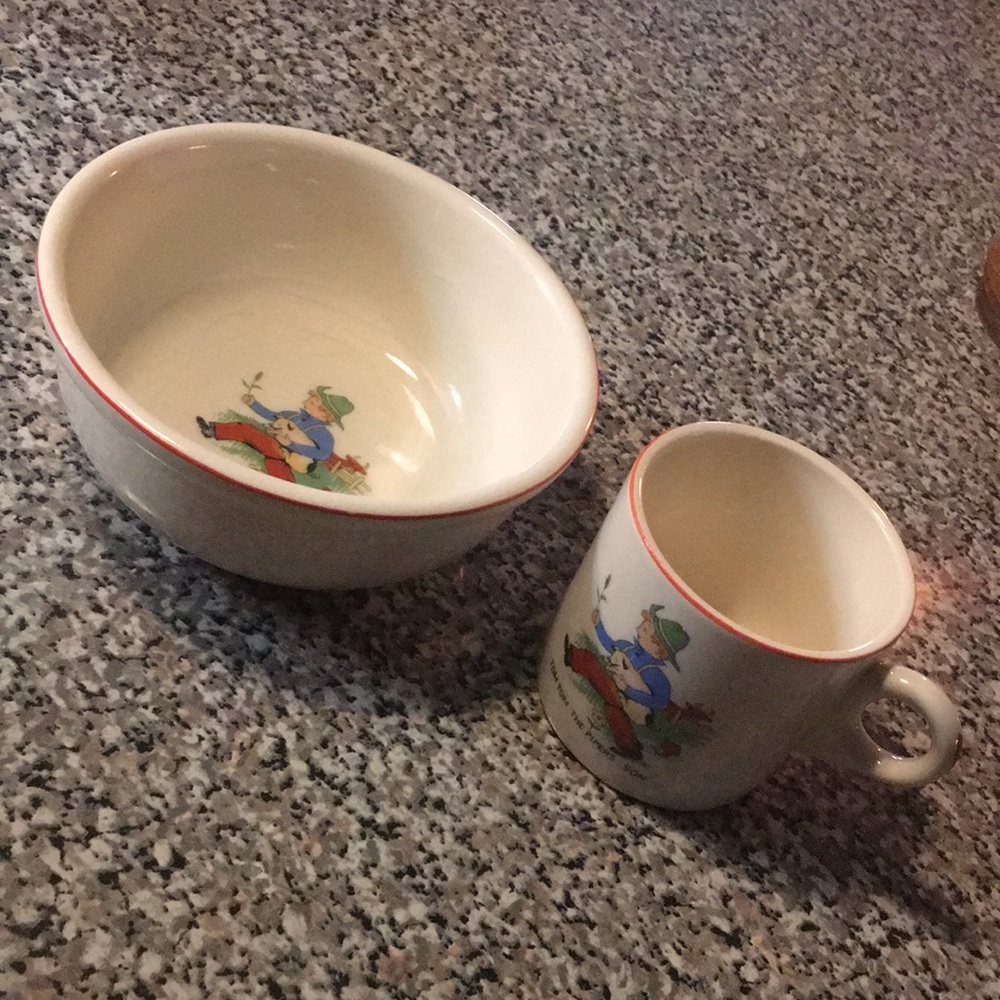 Vintage Tom Tom the pipers son bowl & cup set